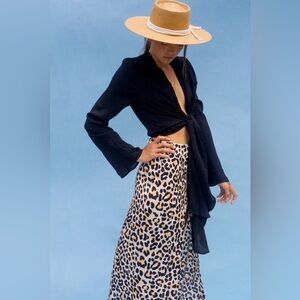 XIX palms NWT Tanzania jet set skirt midi button front leopard print